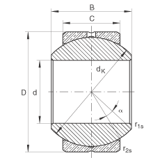 關(guān)節(jié)軸承 GE14-PB, 根據(jù) DIN ISO 12 240-1 標(biāo)準(zhǔn)，尺寸系列 K，需維護(hù)