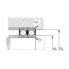 主軸軸承 B7022-C-2RSD-T-P4S, 調(diào)節(jié)，成對安裝，接觸角 α = 15°，兩側(cè)唇密封，非接觸，加嚴公差
